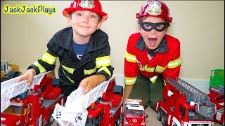 Cops and Robbers Pretend Play! Firefighter and Police Costumes for Kids | JackJackPlays