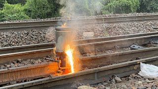 Railway line repair with Thermite welding | train track repair