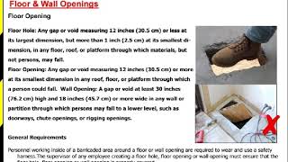 Safety of Floor and wall opening