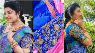 we design grand and beautiful Blouse for ActressMahalakshmiRavindran.Trendieviera Academy:6380723251