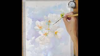 Painting Sakura |Cherry Blossom Flowers in Watercolor 桜の描き方 #shorts #watercolourdemonstration