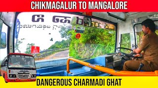 Dangerous Charmadi Ghat bus journey | Chikmagalur to Mangalore by #KSRTC bus || 12 Hairpin Bends😳