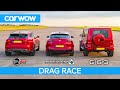 AMG G63 v  F-Pace SVR v Stelvio QV – DRAG RACE, ROLLING RACE & BRAKE TEST