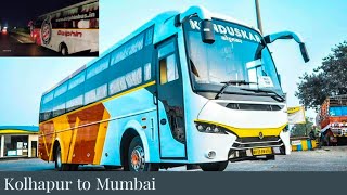 KOLHAPUR TO MUMBAI FULL BUS JOURNEY BY KONDUSKAR TRAVELS BHARATBENZ BUS | CABIN RIDE | HEAVY RAINS🌧⛈