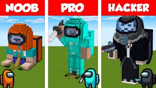 Minecraft NOOB vs PRO vs HACKER: AMONG US HOUSE BUILD CHALLENGE in Minecraft / Animation