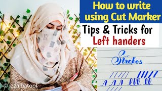 How to write using Cut Marker| Tips for Left handers| English and Urdu Writing