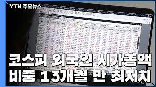 코스피 외국인 시가총액 비중 13개월래 최저 / YTN