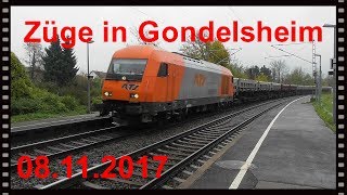 Züge in Gondelsheim mit ICEs ICs BR182 BR193 BR152  BR185  BR223 [08.11.2017]