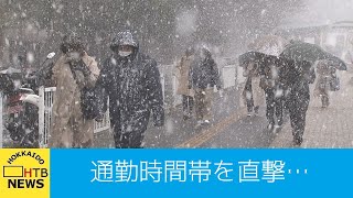 「春の吹雪」通勤時間帯を直撃　９日にかけても雪の降りやすい状況続く