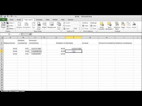 Using a spreadsheet to calculate uncertainty Using a spreadsheet to calculate uncertainty