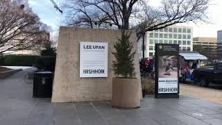 Jimmie Durham‘s Rock hit car work in front of Hirshhorn Museum Washington DC