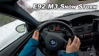 BMW E92 M3 vs SNOW - RWD Winter Drifting (POV Binaural Audio)