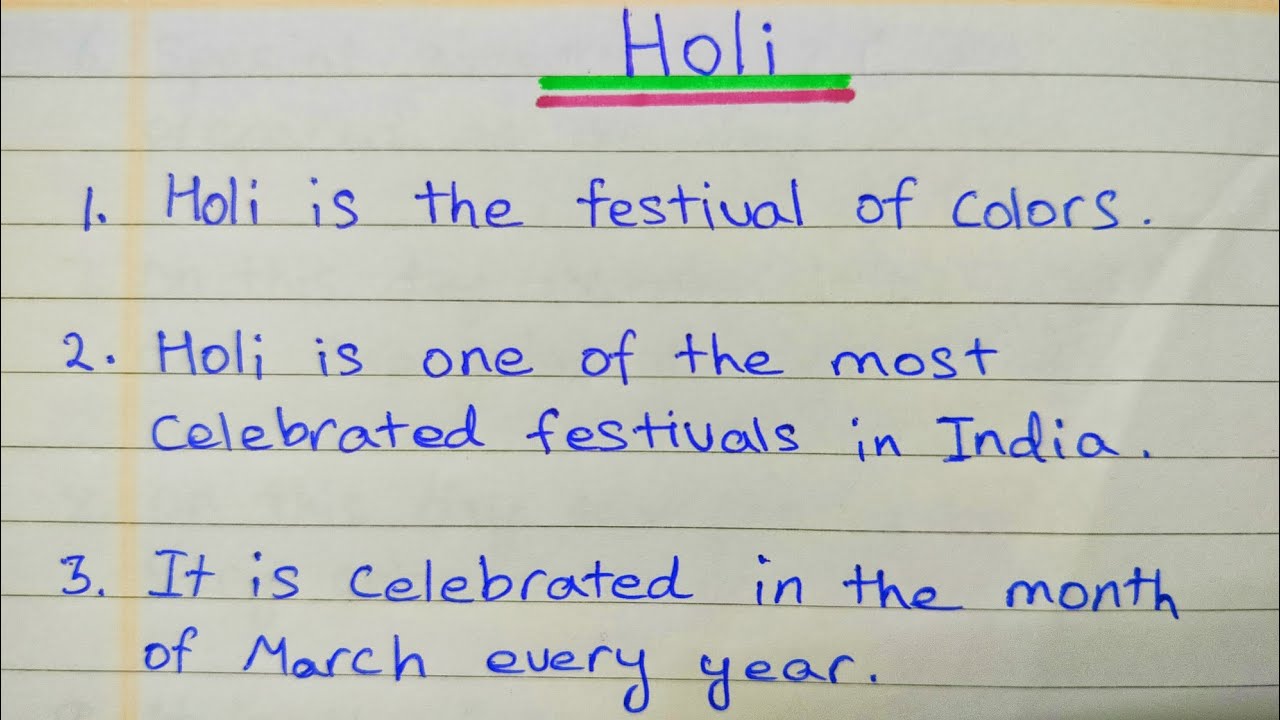 Holi Essay/Holi Festival Essay Easy/10 Lines On Holi Festival/Holi Ke ...