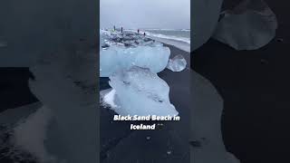 A black sand beach with icebergs🖤🧊 #shorts #trending #travel #luxury