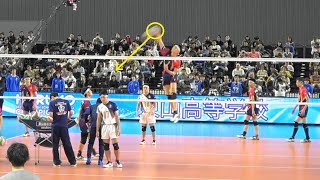 Ran Takahashi - Higashiyama spike warming up in HARUKO volleyball HS championships 2020 Semi-Final