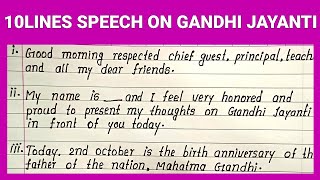 10 Points English Speech on Gandhi Jayanti | Mahatma Gandhi Jayanti English Speech in Ten Lines