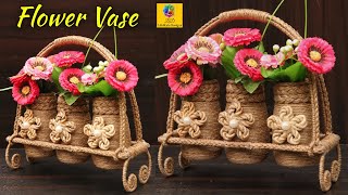 Beautiful flowerVase Showpiece decoration idea with jute rope | Home Decor Jute Flower Pot DIY Craft