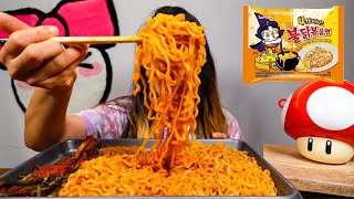 NEW!! QUATTRO CHEESE SPICY FIRE NOODLES W/ SPICIEST GREEN ONION KIMCHI IN THE WORLD l MUKBANG