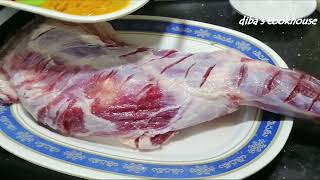 আস্ত খাশির রানের বারবিকিউ /মাটন লেগ বারবিকিউ /Mutton leg bbq / BBQ mutton/شواية لحم ضأن كاملة