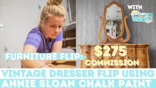 | Flipping a Vintage Dresser | $275 Commission Flip | DIY Chalk Paint | FURNITURE FLIPPING TEACHER |