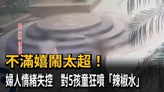 不滿嬉鬧太超！　婦人情緒失控　對5孩童狂噴「辣椒水」－民視新聞