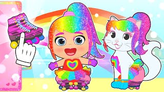 LILY AND KIRA ⛸️ Dress up as Rainbow Roller Skaters
