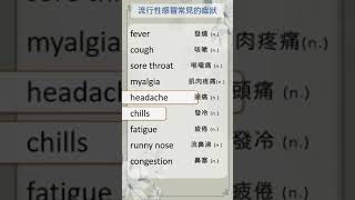 [從營養健康學英文單字] 017  流行性感冒常見的症狀 英文單字學習   #shorts #英文單字 #英語實用單字