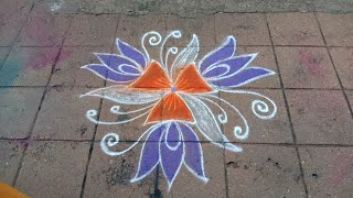 Simple daily flower kolam designs // Beginners rangoli // Easy muggulu // Latha kolam