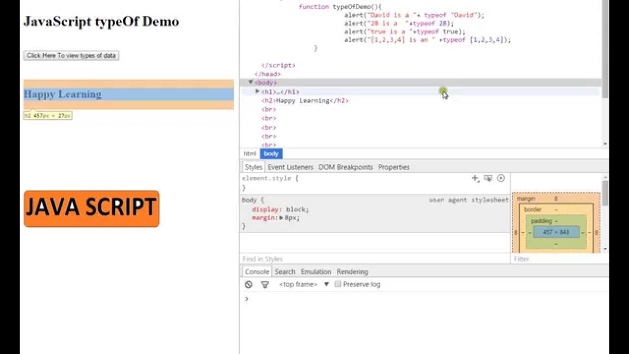 HOW TO USE TYPEOF OPERATOR IN JAVASCRIPT DEMO - YouTube