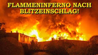 ++ FLAMMENINFERNO NACH BLITZEINSCHLAG ++ LAGERHALLEN IN VOLLBRAND | FEUERWEHR im GROSSEINSATZ 🔥🚒🔥