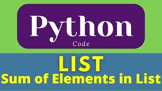 Sum of Elements in List | List In Python | Python Tutorial | Exersice #shorts #python #ytshorts #4k