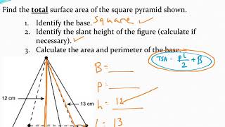 Calculating the surface area of pyramids and cones with slant height given