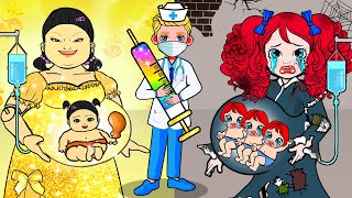 Doctor! Please Check-Up For Poppy! - Rich Squid Game VS Poor Pregnant | Paper Dolls Story Animation