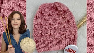 GORRO EM TRICÔ PARA BEBÊ-PONTO ONDA