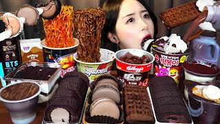 🍫 KOREAN CONVENIENCE STORE DESSERT ASMR MUKBANGㅣCHOCOLATE CAKE MACAROON CHAPAGETTI NOODLE