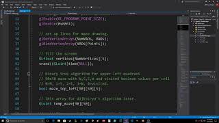 OpenGL Particle System Maze Generation and Coloring Binary Tree Algorithm Part 1