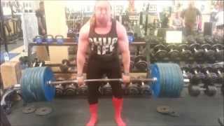 330kg/727lbs x 3, 290kg/638lbs x 6 deadlifts