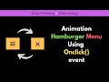 Animation Hamburger menu icon. Menu with animation using css and js