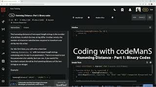 Codewars 7 kyu Hamming Distance - Part 1: Binary Codes Javascript