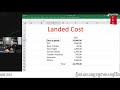 cac fb live week 11 landed cost on excel ep. 01