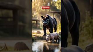 Black Panther Attack On Baby Rhinocerous #blackpanther #rhinocerous #calf #shorts #animals #lion