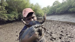 खाजनात जाऊन खेकडे पकडले l crab catching 😍l Kelshi ,kokan , sea