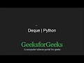 Python Programming Tutorial | Deque in Python | GeeksforGeeks