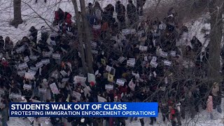 Hundreds of North Side high school students walk out of class, hold anti-ICE rally at River Park