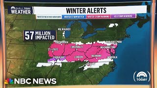 57 million impacted by snow and ice, with winter storms warnings from St. Louis to Washington