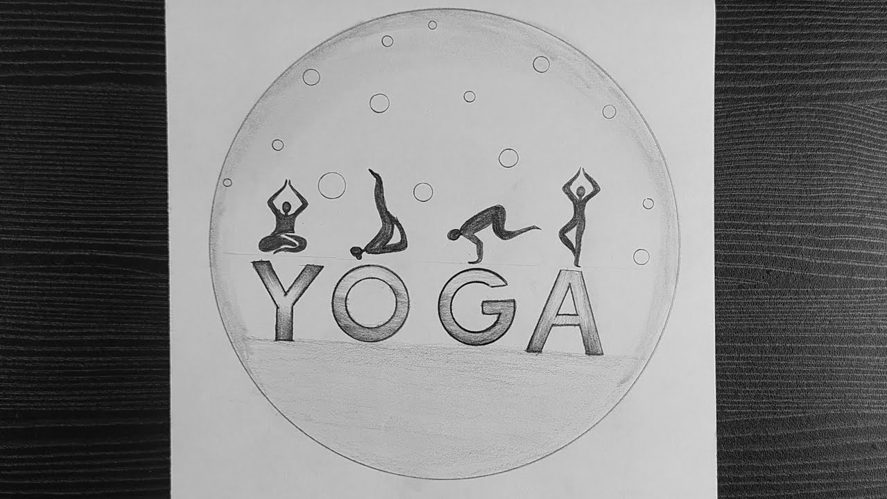 Yoga Day Poster Drawing || International Yoga Day Drawing || Yoga ...