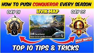 🇮🇳HOW TO REACH CONQUEROR EVERY SEASON IN LIVIK | CONQUEROR RANKPUSH TIPS AND TRICKS✅| SHUV GAMING