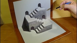 Drawing 3D Stairs Illusion - Trick Art on Paper - Vamos