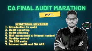 CA FINAL ADVANCED AUDITING MARATHON PART - 1 (IN ENGLISH) | For Nov 2024 | CA Mahamood Shaik