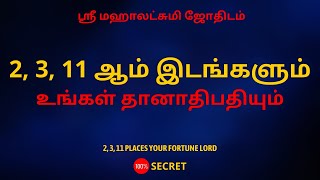 2, 3, 11 ஆம் இடங்களும் உங்கள் தானாதிபதியும் | 100% Secret | Sri Mahalakshmi Jothidam | rasipalan